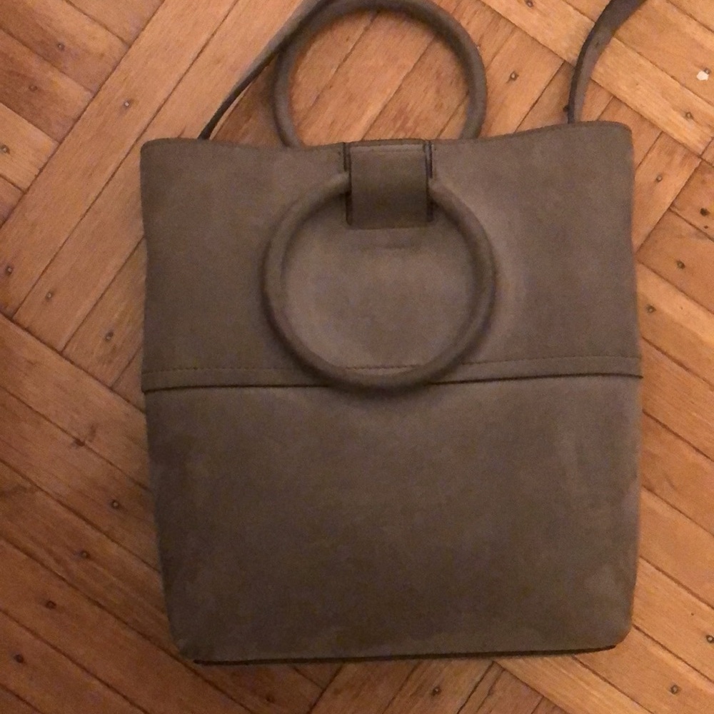 Theory Mini Hoop Elm Suede in Gray